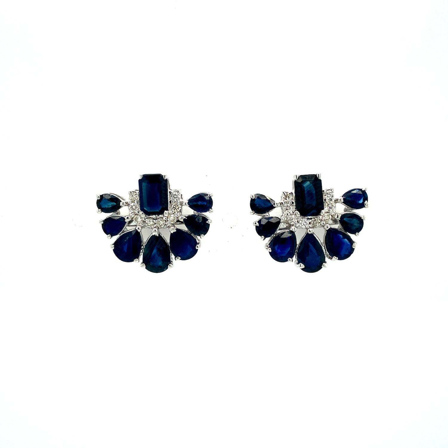 Sapphire and Diamond Earrings in 14K White Gold - KGT 32570