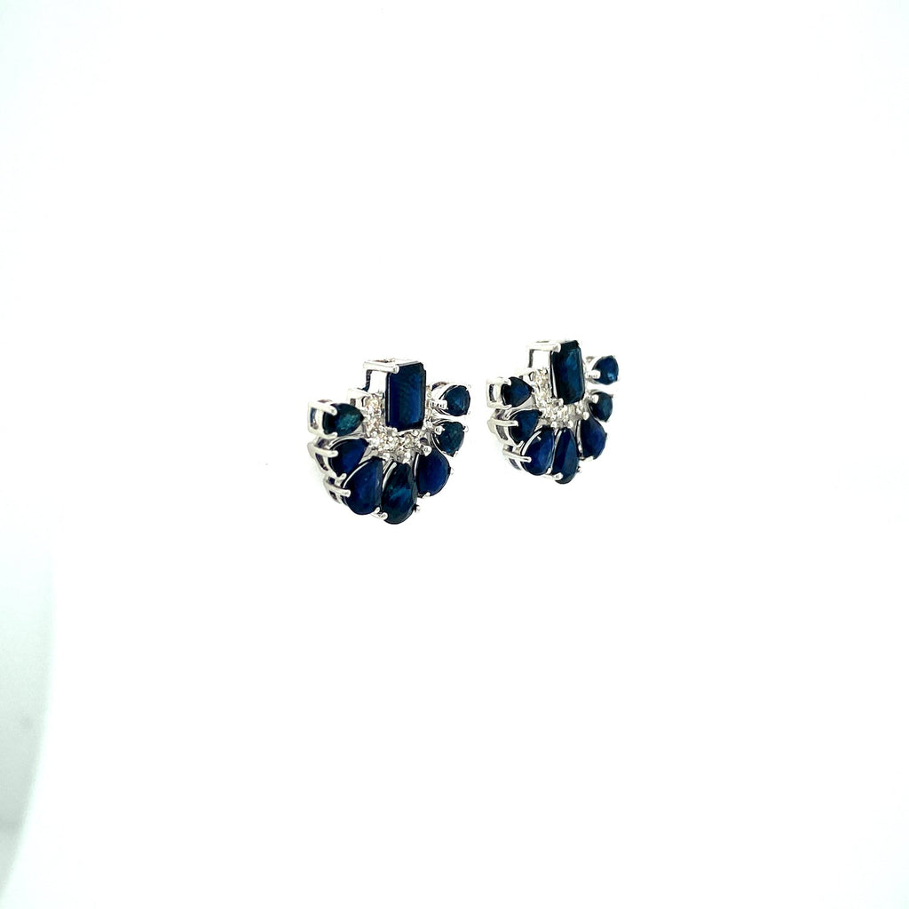 Sapphire and Diamond Earrings in 14K White Gold - KGT 32570